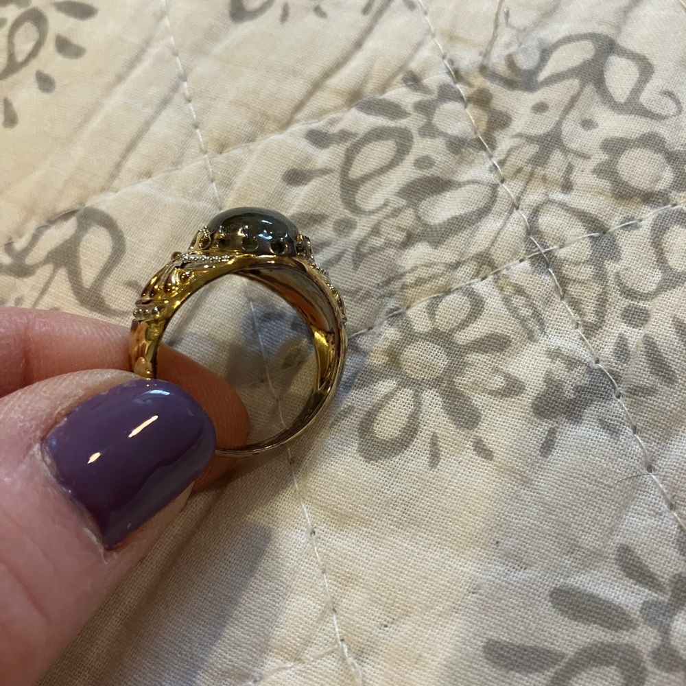 Gold-Tone Labradorite Oval Statement Ring - Unbra… - image 5